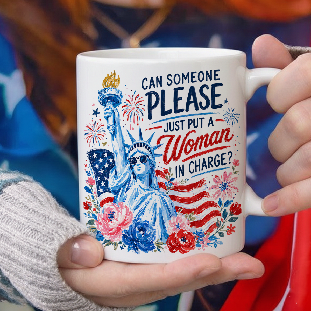 Feminist 4th of July 50th Anniversary Mug, America 250 Liberal Patriotic Cup
