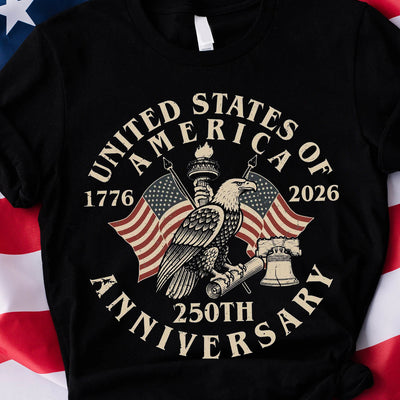 United States 250 Years Of Independence - Personalized T-shirt, Classic Eagle & Liberty Bell Graphic, American Freedom Celebration Tee, Patriotic Gift