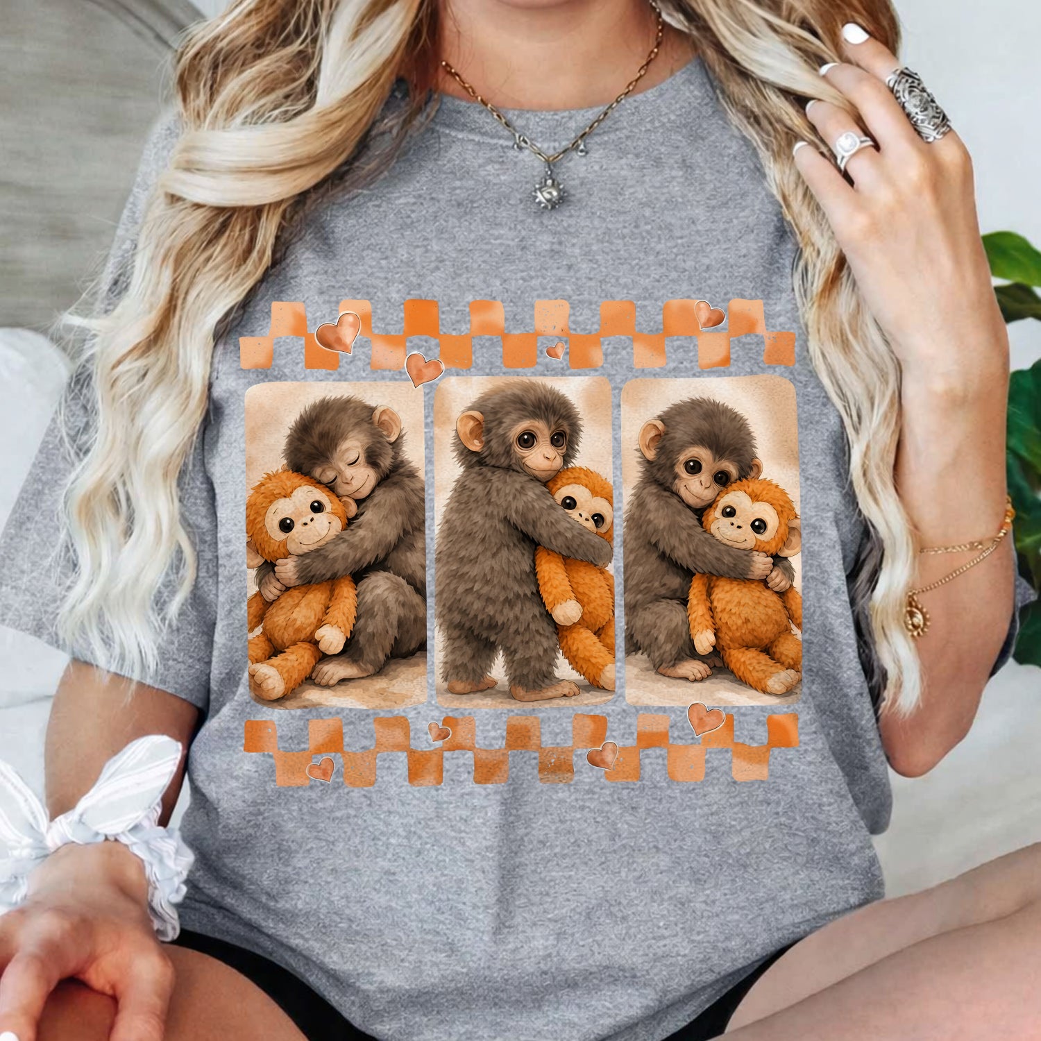 Dear Punch Monkey T-Shirt, Viral Baby Monkey Inspired T-Shirt, Baby Monkey Punch Shirt, Emotional Plush Toy