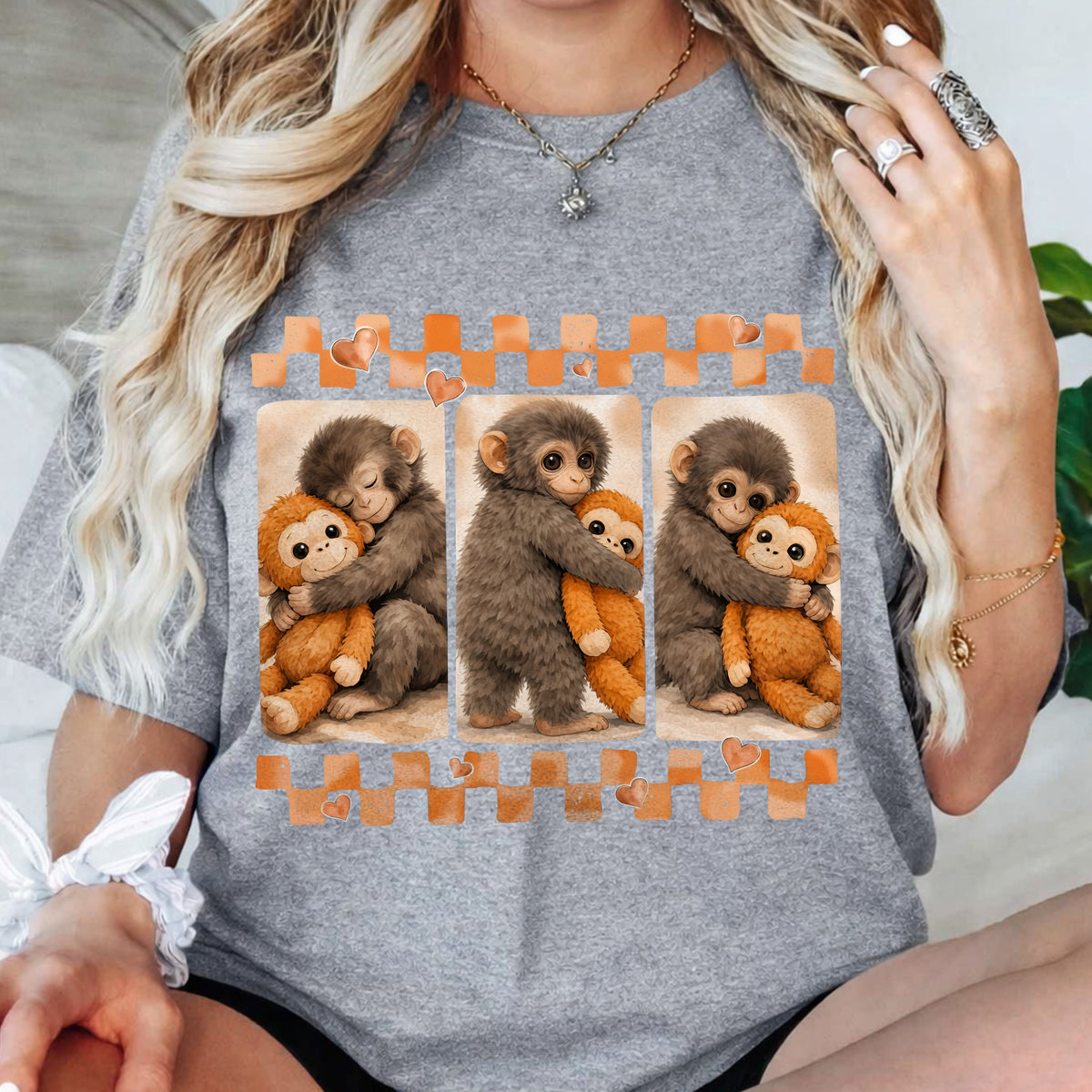 Dear Punch Monkey T-Shirt, Viral Baby Monkey Inspired T-Shirt, Baby Monkey Punch Shirt, Emotional Plush Toy