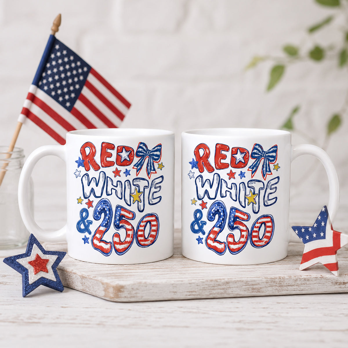 Red White &amp; 250 Mug, 4th of July Gift, 250th Anniversary Coffee Cup, USA America Mug