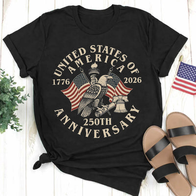 United States 250 Years Of Independence - Personalized T-shirt, Classic Eagle & Liberty Bell Graphic, American Freedom Celebration Tee, Patriotic Gift