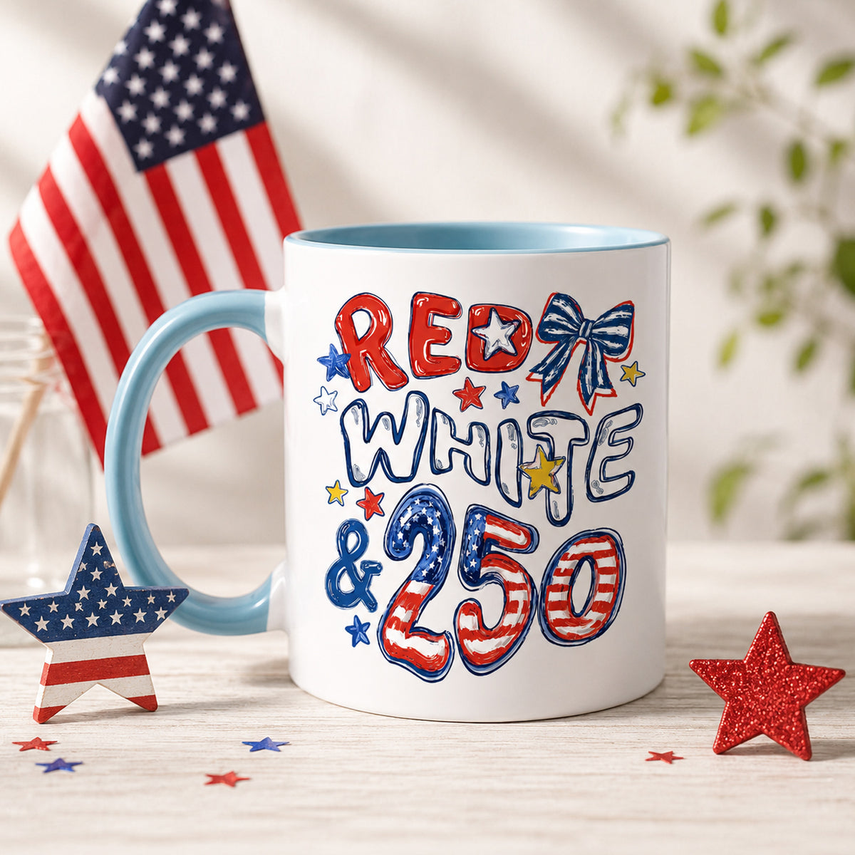 Red White &amp; 250 Mug, 4th of July Gift, 250th Anniversary Coffee Cup, USA America Mug