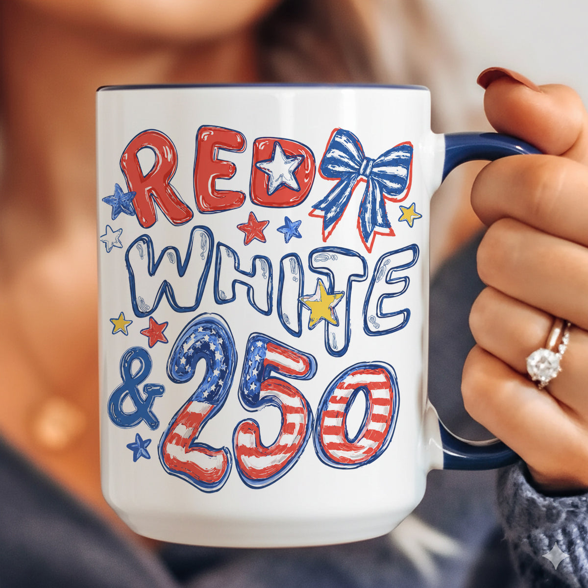 Red White &amp; 250 Mug, 4th of July Gift, 250th Anniversary Coffee Cup, USA America Mug