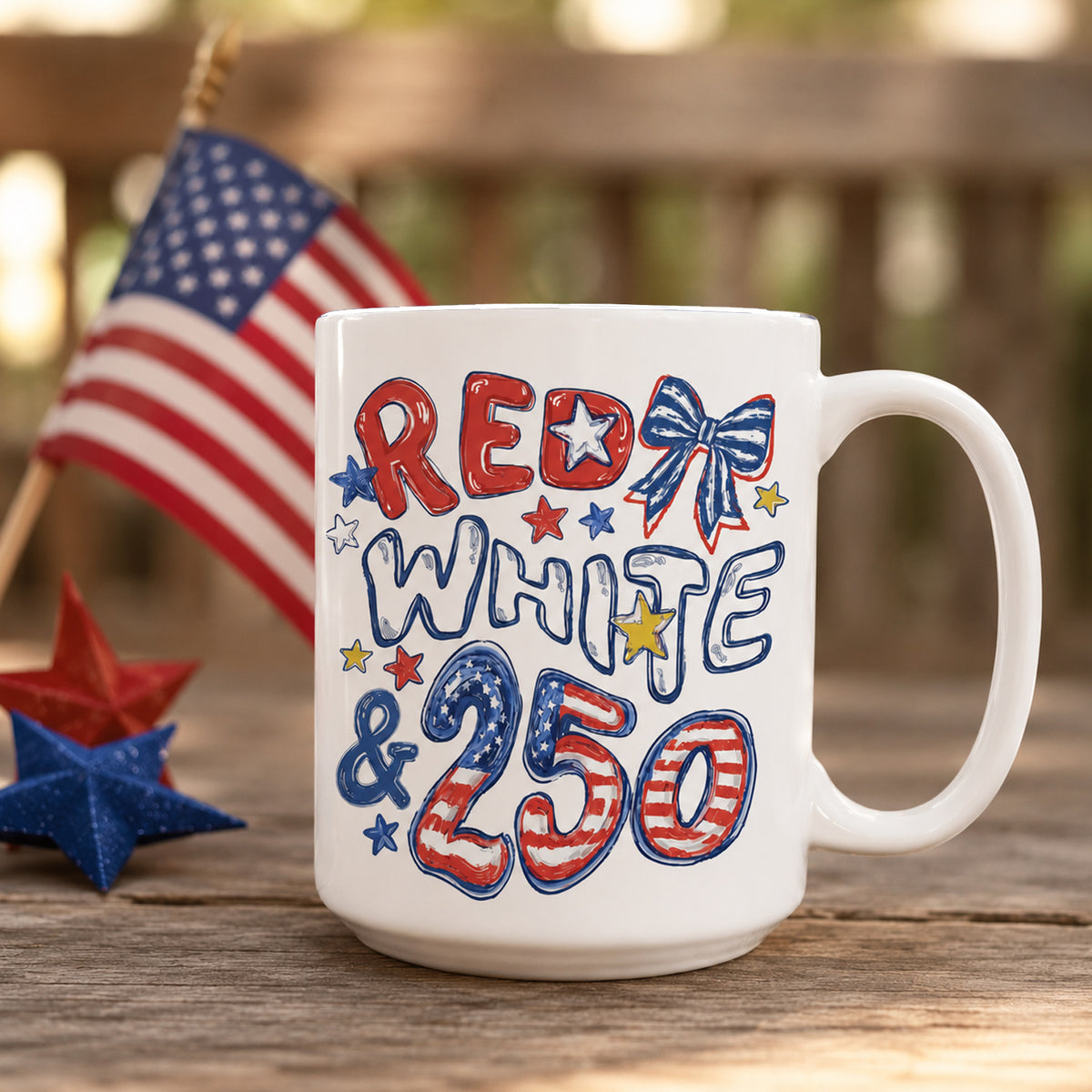 Red White &amp; 250 Mug, 4th of July Gift, 250th Anniversary Coffee Cup, USA America Mug