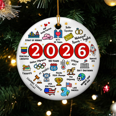 2026 Christmas Ceramic Ornament, 2026 Year in Review Ornament, Major Notable Events, Year to Remember Commemorative Ornament, Annual Tree Ornament