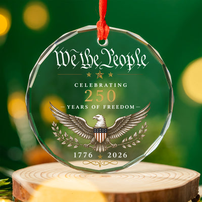 We The People Patriotic Eagle Glass Ornament, Patriotic USA Anniversary Celebration, We The People Patriotic Christmas Gift