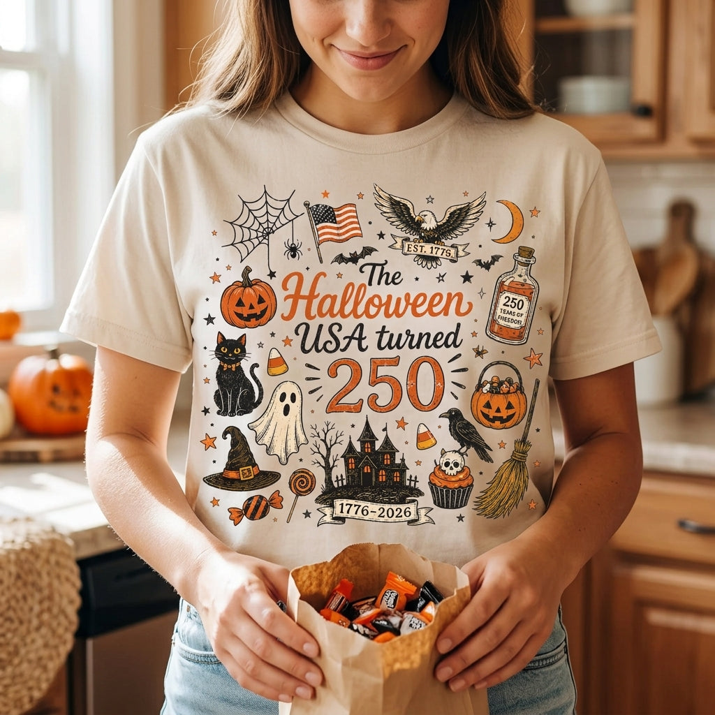 The Halloween Turned 250 - Personalized T-shirt, Funny Halloween T-shirt, Spooky Season USA Tee