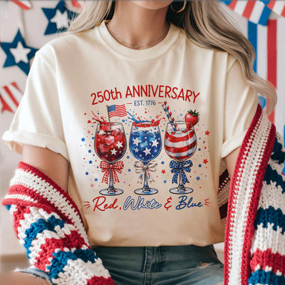 America Celebrate Wine 250th Anniversary Shirt,  Patriotic Fourth of July Wine Glass, 4th of July Gift