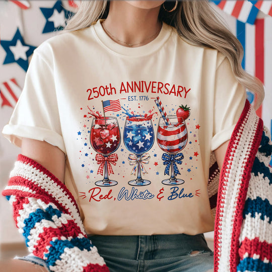 America Celebrate Wine 250th Anniversary Shirt,  Patriotic Fourth of July Wine Glass, 4th of July Gift