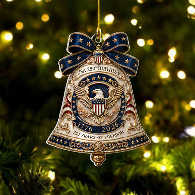 250 Years of Freedom Acrylic Ornament - USA 250th Birthday Bell Ornament, Patriotic Christmas Decoration, 1776–2026 American Anniversary Keepsake