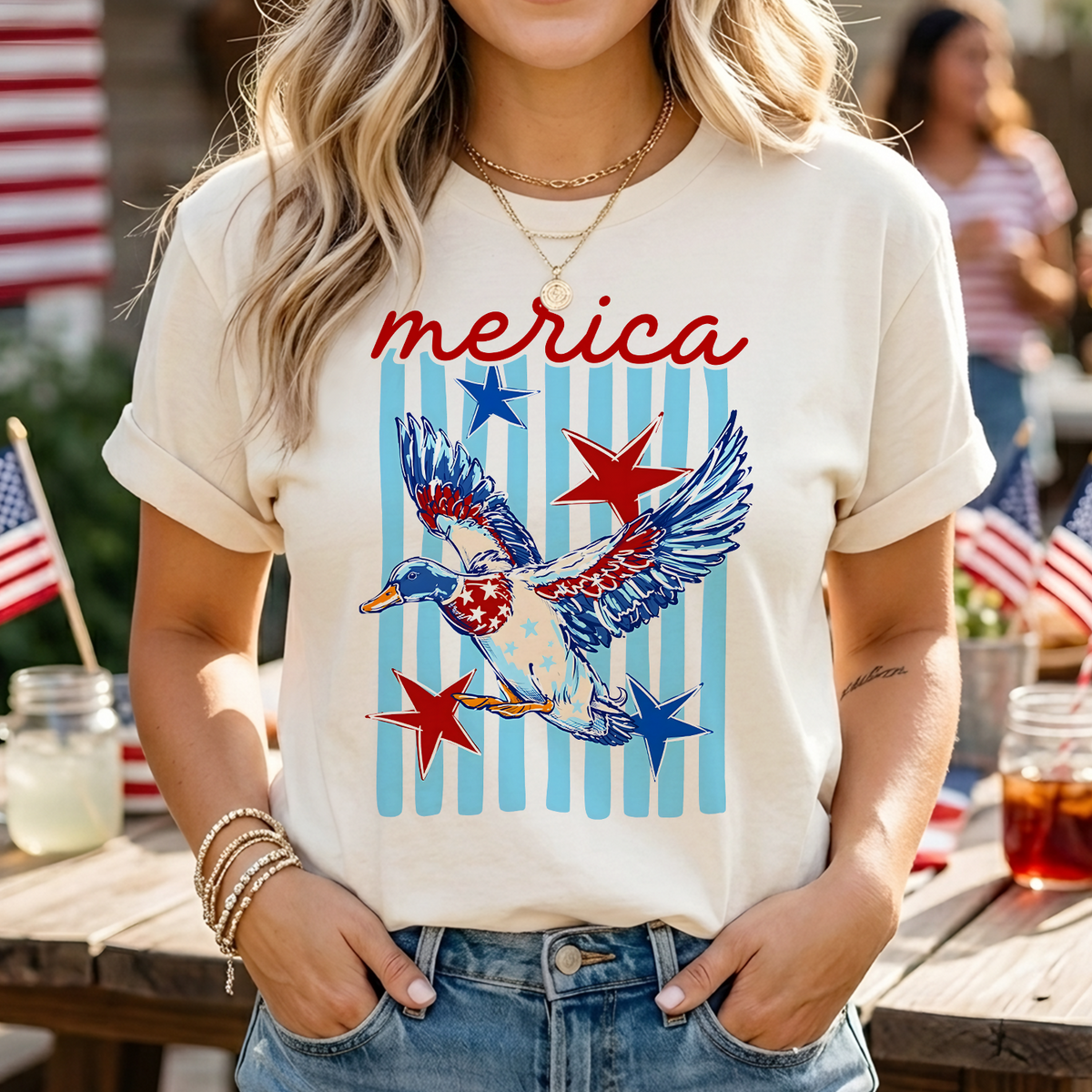 'Merica Mallard Duck T-Shirt, 4th of July Mallard Duck Boy Tee, Patriotic Duck Hunting Shirt, Independence Day Gift