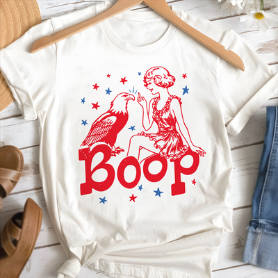 Funny Eagle Boop Patriotic T-shirt, Retro America Girl Shirt, Fourth of July T-Shirt, Vintage Patriotic Women's Tee