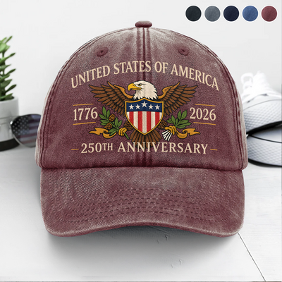 United States 250th Anniversary Vintage Washed Denim Cap, Patriotic Eagle American Independence Celebration Gift, USA 250th Anniversary Patriotic Eagle Hat