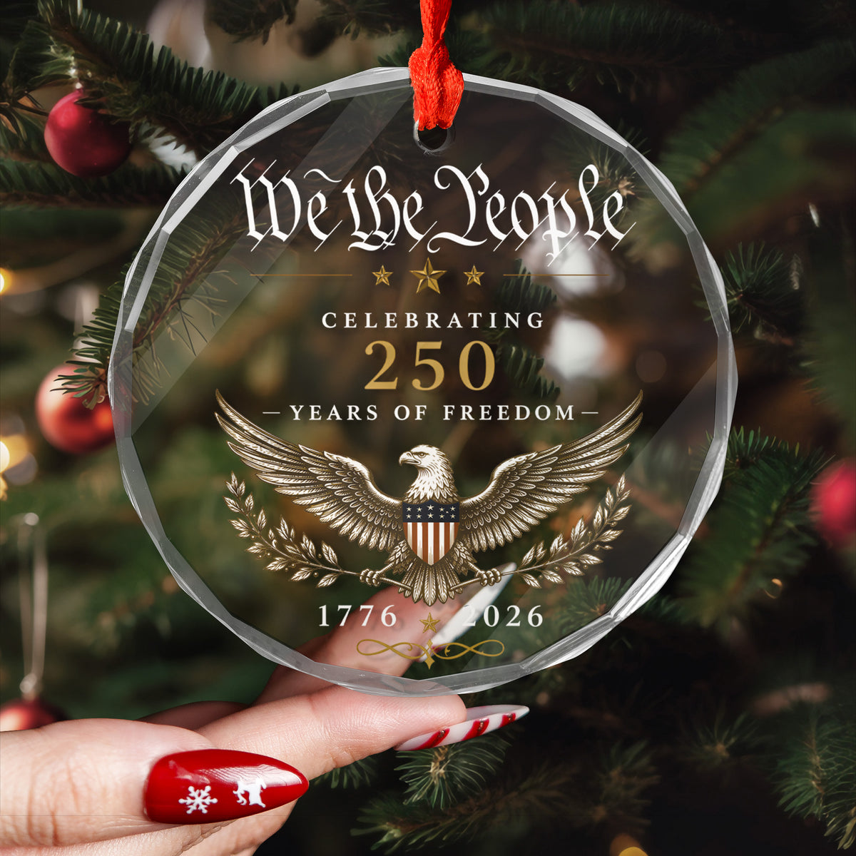 We The People Patriotic Eagle Glass Ornament, Patriotic USA Anniversary Celebration, We The People Patriotic Christmas Gift
