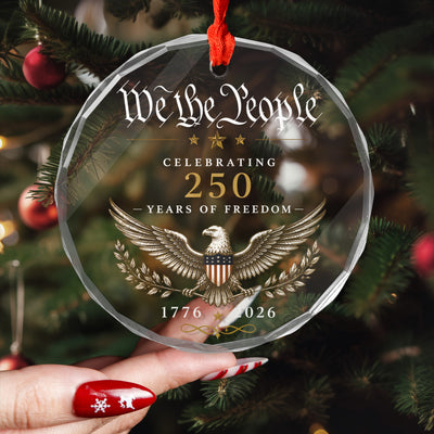 We The People Patriotic Eagle Glass Ornament, Patriotic USA Anniversary Celebration, We The People Patriotic Christmas Gift