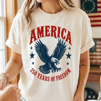 America Eagle T-shirt, 250th Anniversary Tee, Patriotic Western Shirt, 250 Years of Freedom T-Shirt, Fourth of July Shirt