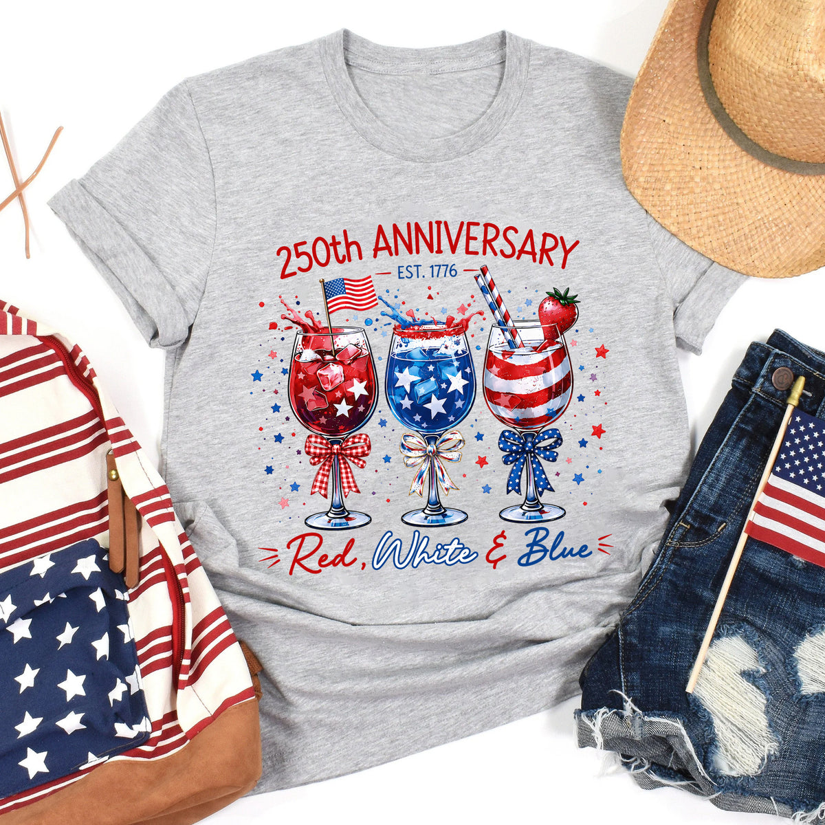 America Celebrate Wine 250th Anniversary Shirt,  Patriotic Fourth of July Wine Glass, 4th of July Gift