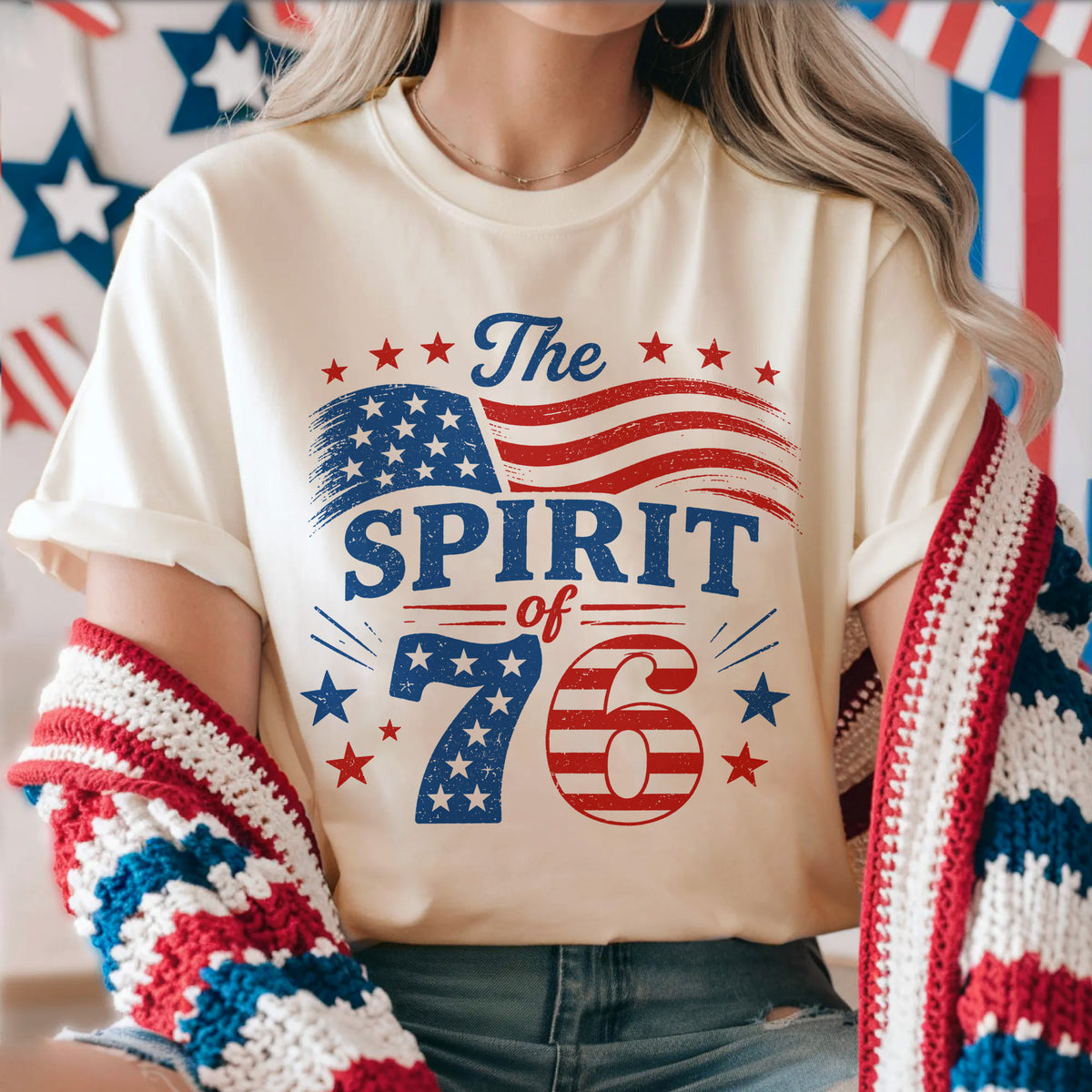 Vintage Spirit Of 76 250th Anniversary T-Shirt, Patriotic American Flag Graphic Shirt, Freedom T-Shirt