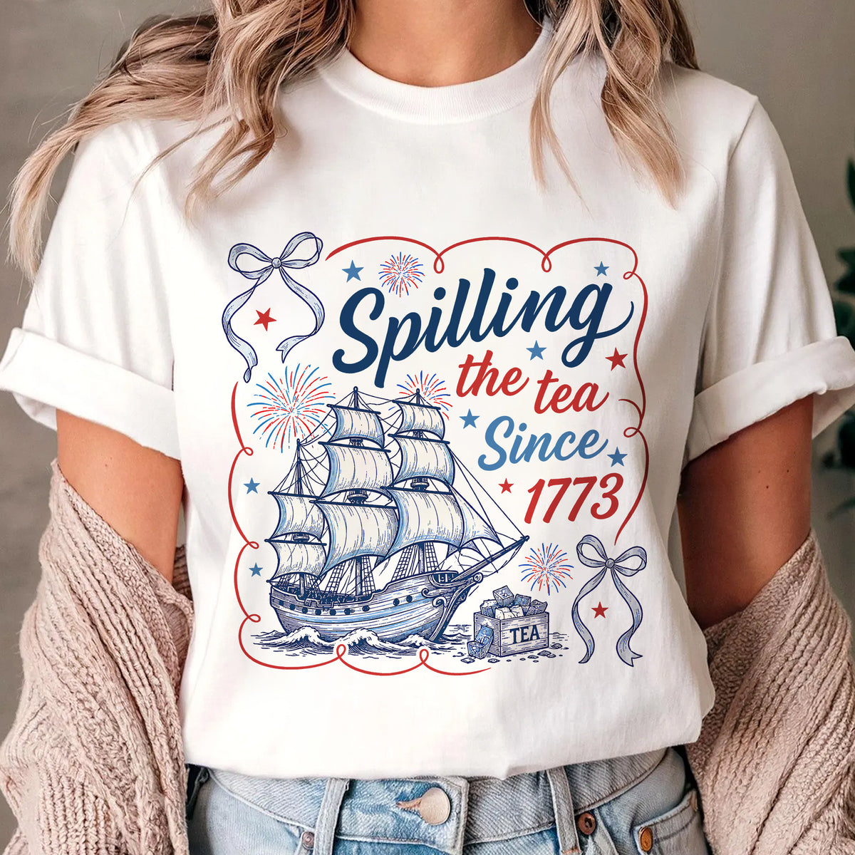 Spilling The Tea Since 1773 T-Shirt, USA Patriotic Shirt, 4th of July Party Shirt, Independence Day Tee