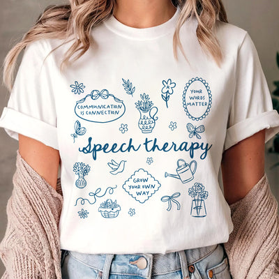 Speech Therapy T-Shirt, Spring Floral Speech Graduation Gift, Appreciation Gifts, Pathologist Grad Gift
