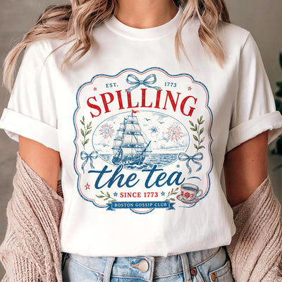 Patriotic Bow Coquette Shirt, Spilling The Tea Since 1773 Tee, Vintage