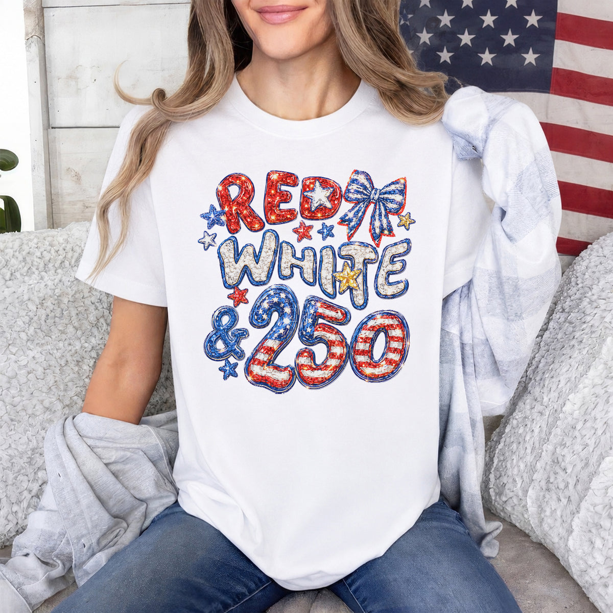 250th Anniversary Shirt, Red White &amp; 250 Patriotic Tee, 1776-2026 USA Semiquincentennial Shirt, 4th of July American Flag T-Shirt