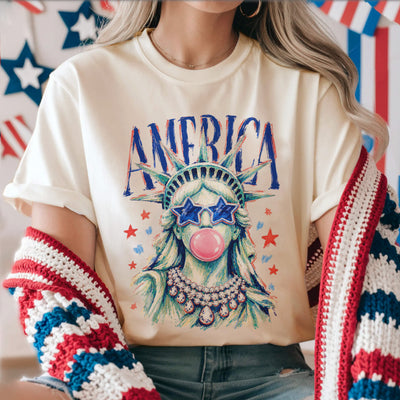 America Statue of Liberty Blowing Bubble Gum Shirt, 4th of July Shirts, 250th Anniversary Shirt, Independence Day Tee
