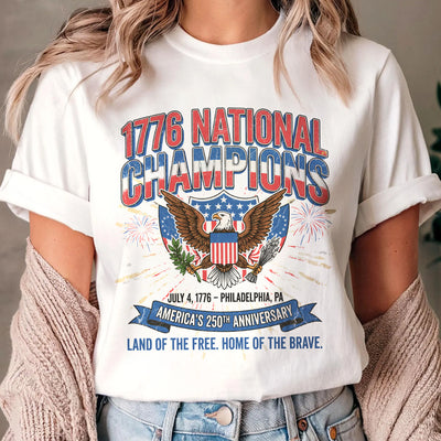 July 4th 1776 National Champions T-Shirt, America 250th Anniversary Shirt Gift , Distressed Vintage