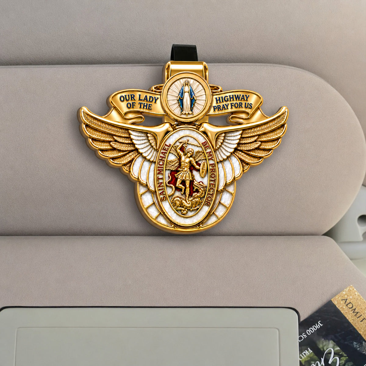Blessed Journey Protector Medal - Car Visor Clip, Catholic Gift, Faith &amp; Protection Gift