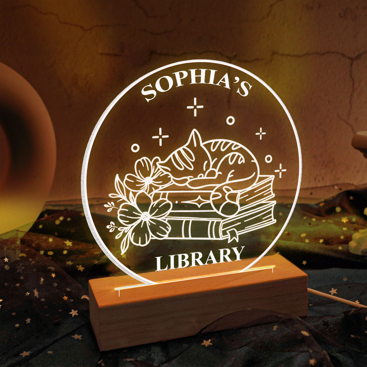 Just A Girl Who Loves Books- Personalized Acrylic Night Light, Custom Book Decor, Bookish Bookshelf Sign, Book Lover Gift