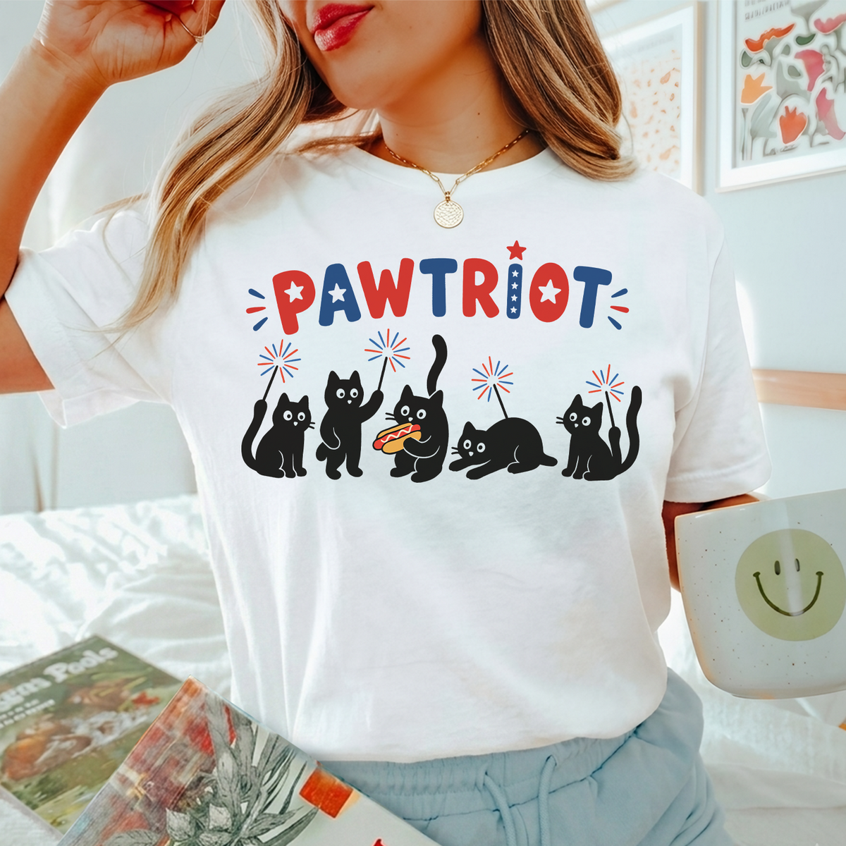 Pawtriot Cat 4th of July  Shirt, Funny Cats T-Shirt, Cat Lovers T-shirt, Gift for Cat Mom, USA Patriotic Tee