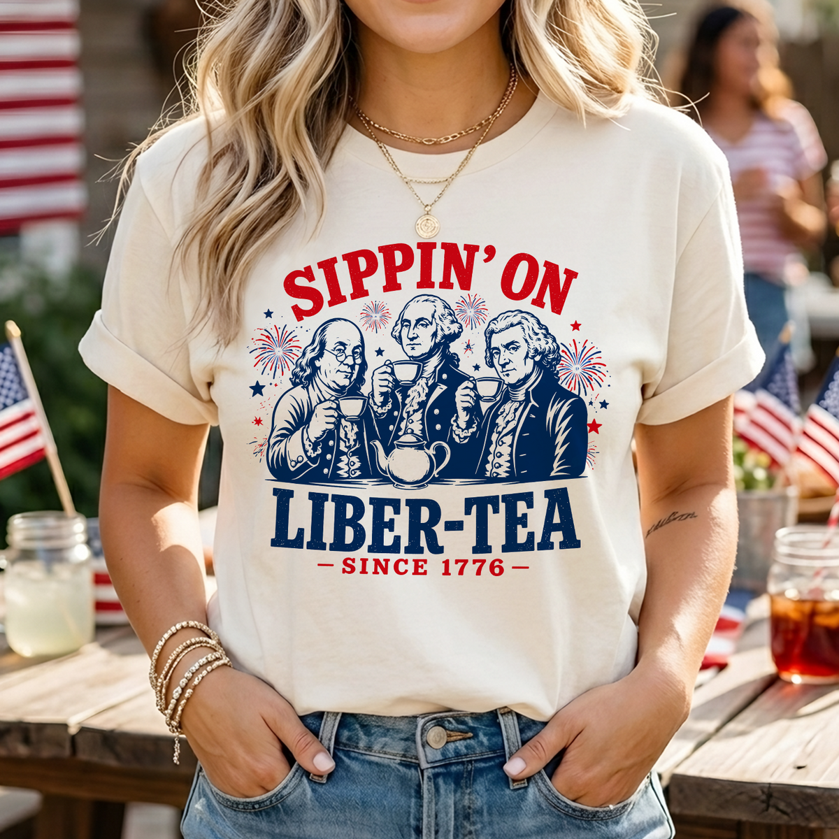 George Washington Sippin On Liber-Tea Shirt, Funny Patriotic Tea Party Shirt, 4th of July Tee, Founding Fathers T Shirt, Liberty Tee