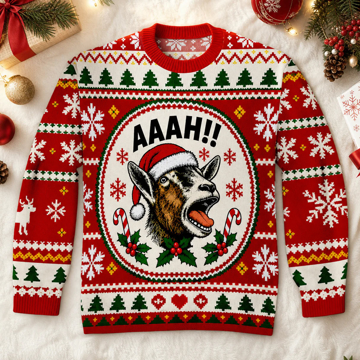 Barking Through The Holidays - Personalized Wool Sweater , Funny Ugly Christmas Sweater, Hilarious Holiday Sweatshirt