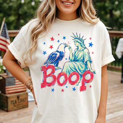 Funny Statue of Liberty Eagle Shirt, Boop Patriotic Boop Tee, Fourth of July USA Shirt, Liberty and Eagle Graphic Tee
