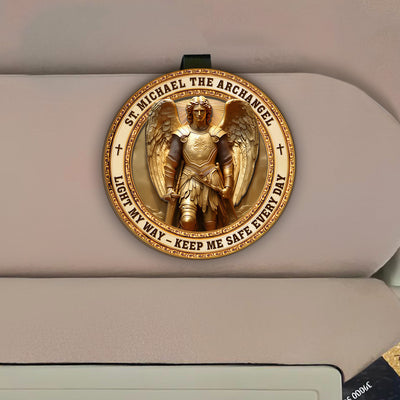 St. Michael The Archangel Light My Way - Keep Me Safe Every Day - Car Visor Clip, Catholic Gift for Mom, Faith & Protection Gift