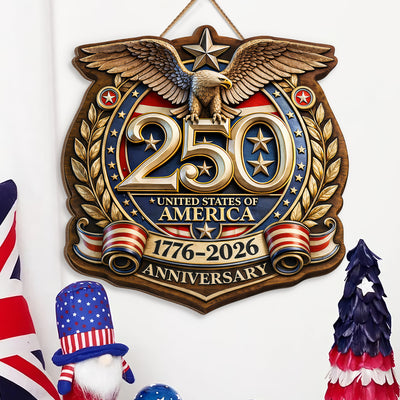 USA 250th Anniversary Wooden Sign, Semiquincentennial, Patriotic 1776-2026 America Celebration Wall Decor
