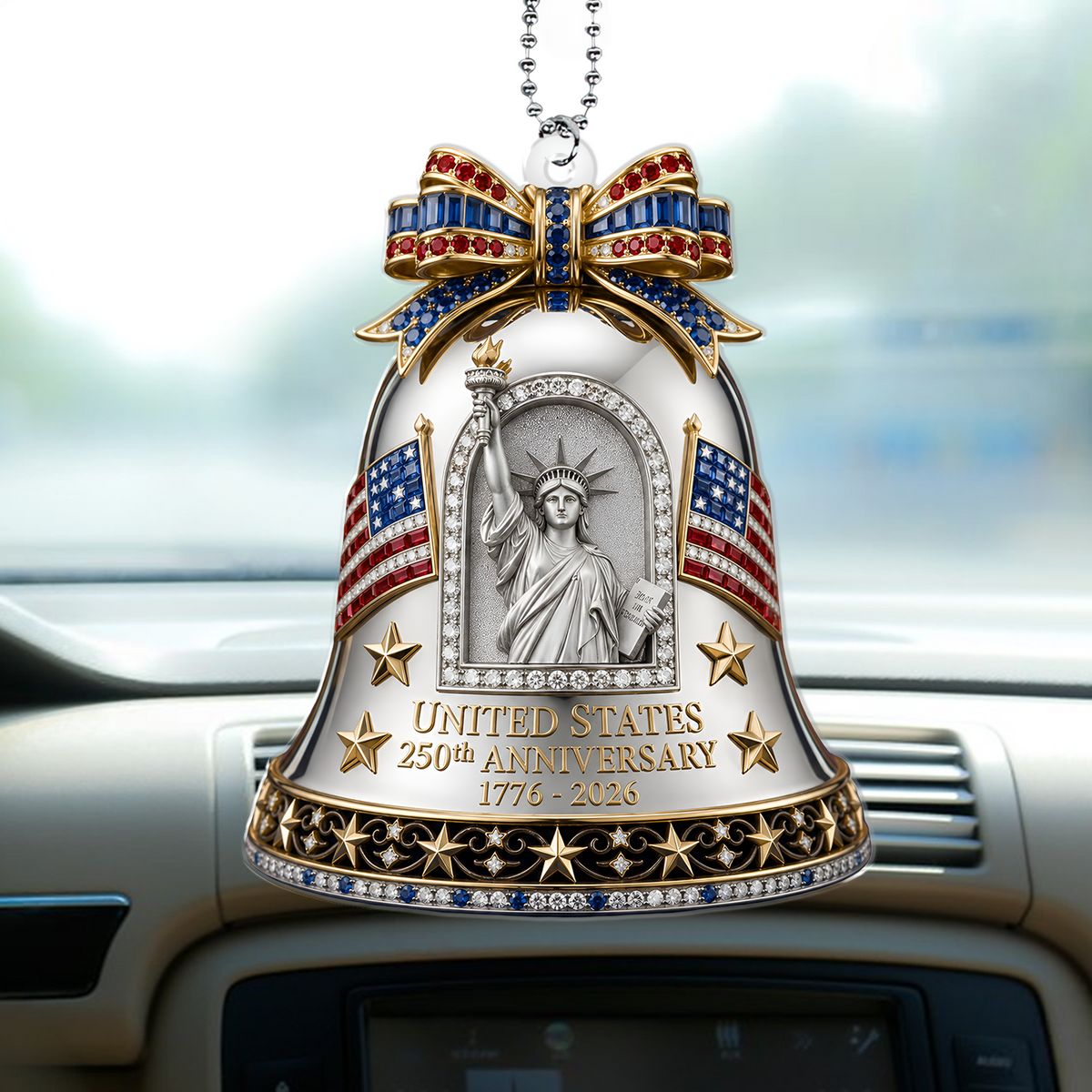 Statue Of Liberty Acrylic Car Hanger, USA 250th Anniversary Keepsake, 4th of July Car Decor, 1776-2026 Anniversary Decoration