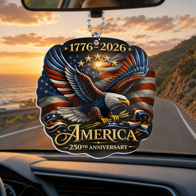 America 250th Anniversary Eagle Acrylic Car Hanger, Bald Eagle American Car Hanger, USA 250th Gift