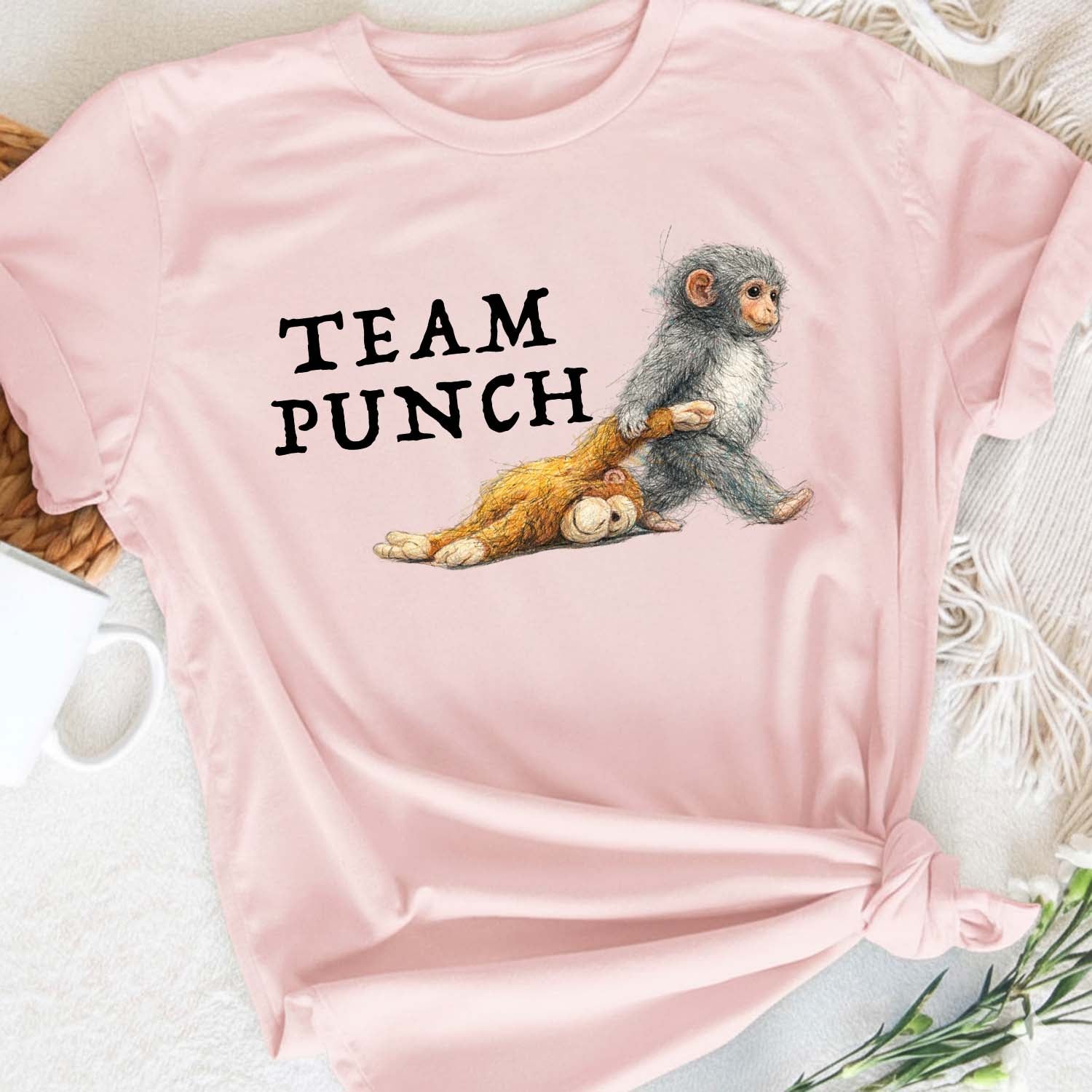 Monkey Punch Colorline Scribble Art Tee T-shirt, Gift For Animal Lovers, Viral Punch Monkey Shirt