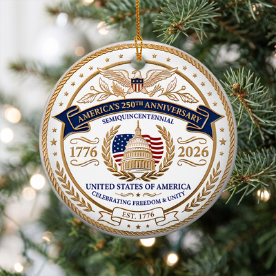 Celebrating 250 Years of Freedom – Personalized Ornament, Patriotic American Eagle Keepsake, 1776–2026 Semiquincentennial Gift