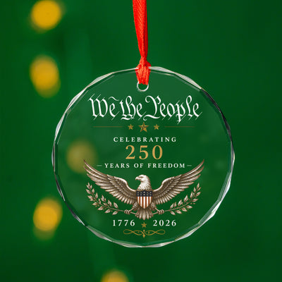 We The People Patriotic Eagle Glass Ornament, Patriotic USA Anniversary Celebration, We The People Patriotic Christmas Gift