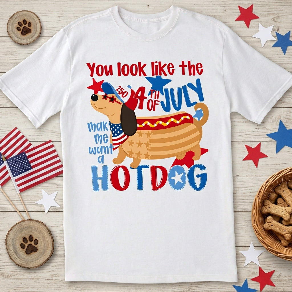 Funny 4th of July Hotdog Dog T-shirt, Dachshund Patriotic Shirt