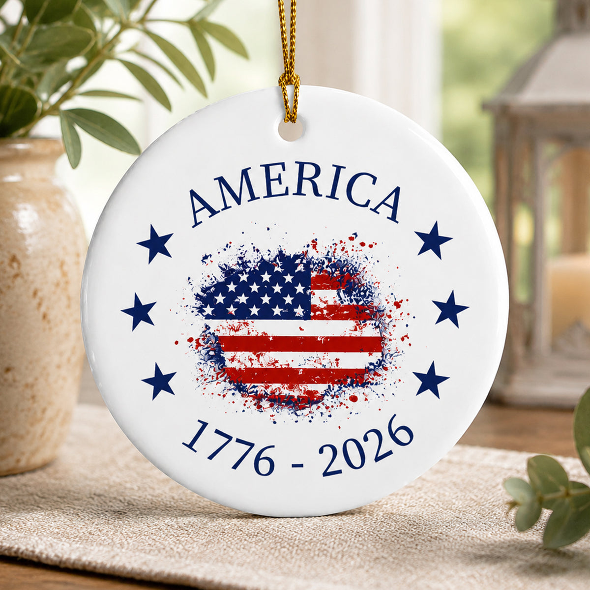 Proud To Be American Ornament, United States Christmas Keepsake, Patriotic Gift for Family