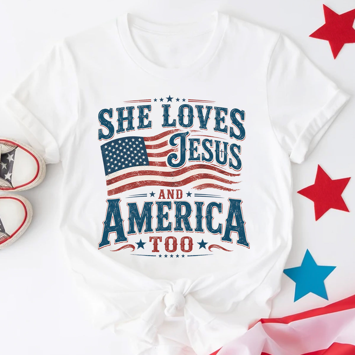 She Loves Jesus And America Too T-shirt, 4th Of July Unisex shirt, America Independence Tshirt, She Loves Jesus Tee