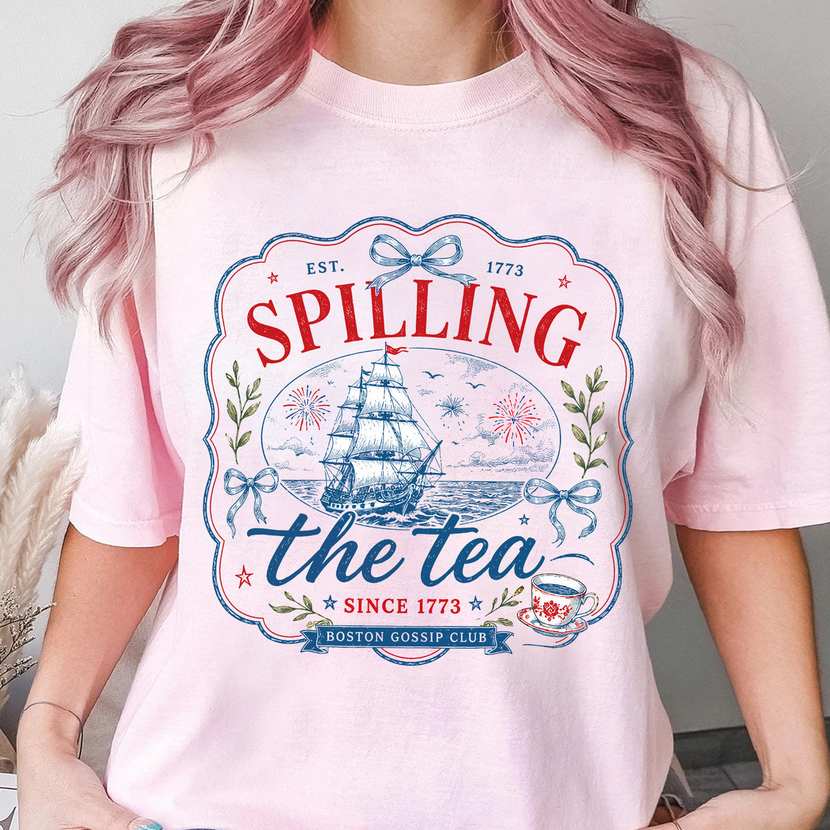 Coastal Patriotic Shirt, Spilling The Tea Since 1773 Tee, Americana Fourth of July T-Shirt