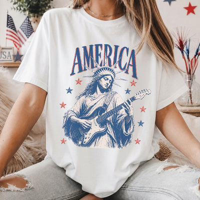 Retro Liberty Guitar Shirt, America 250th Birthday Tee, 1776 2026 Patriotic USA Shirt, 4th of July Celebration Gift