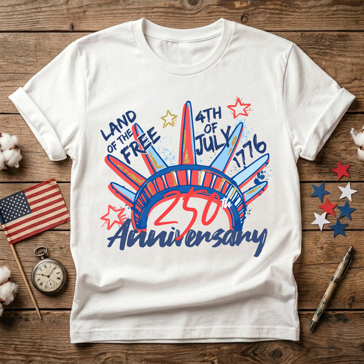 Land Of The Free Happy 250 Years Anniversary, 250th Anniversary Shirt For 4th Of July T- Shirt For Independence Day