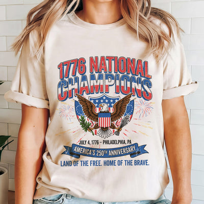 July 4th 1776 National Champions T-Shirt, America 250th Anniversary Shirt Gift , Distressed Vintage