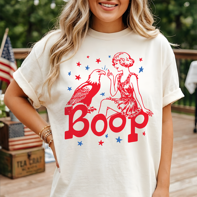 Funny Eagle Boop Patriotic T-shirt, Retro America Girl Shirt, Fourth of July T-Shirt, Vintage Patriotic Women's Tee